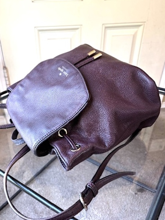 KATE SPADE Breezy Mulberry Pebble Leather Drawstring Mini-Backpack EUC/sz O/S main image 6
